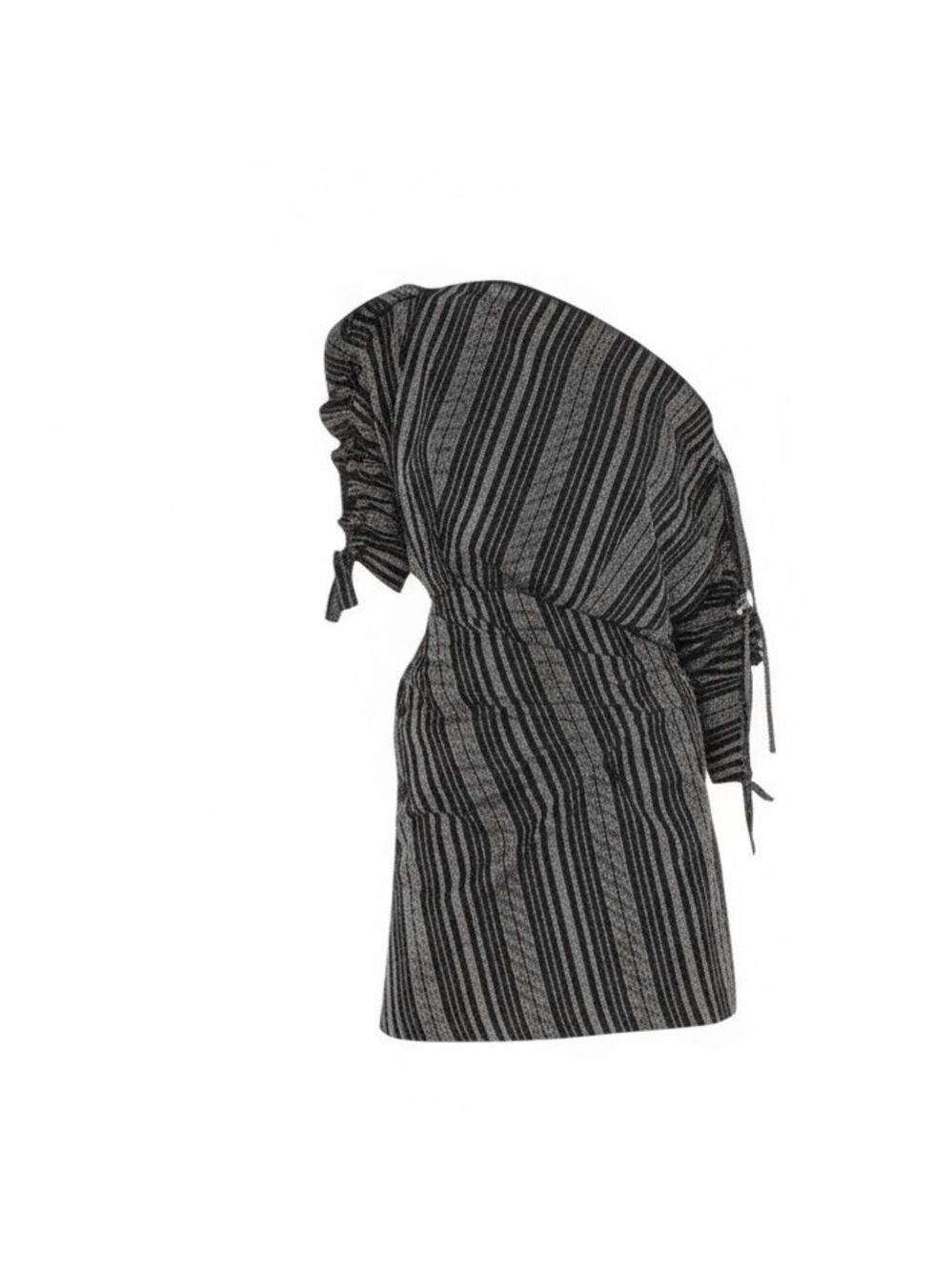 Tanya Taylor Sabra One-Shoulder Striped‎ Ruched Mini Dress Navy Size 6 NWT - Picture 2 of 11